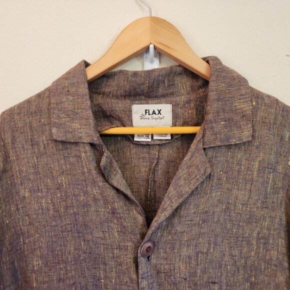 FLAX 100% Linen 1x Ruby Fruit Color Cross Weave Jacket Long Sleeves NWT Comfort - Picture 5 of 14